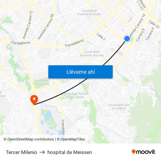 Tercer Milenio to hospital de Meissen map