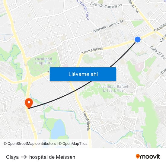 Olaya to hospital de Meissen map