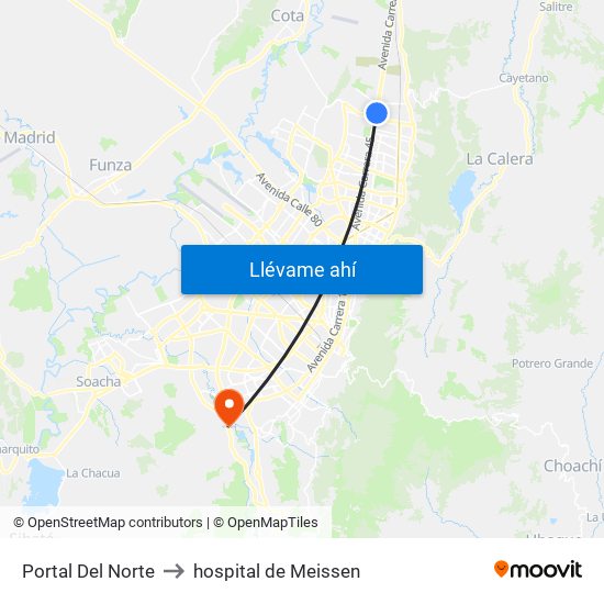 Portal Del Norte to hospital de Meissen map