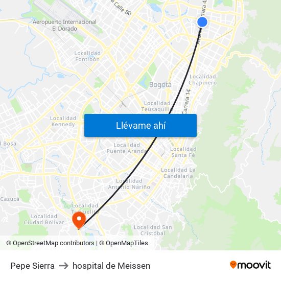 Pepe Sierra to hospital de Meissen map