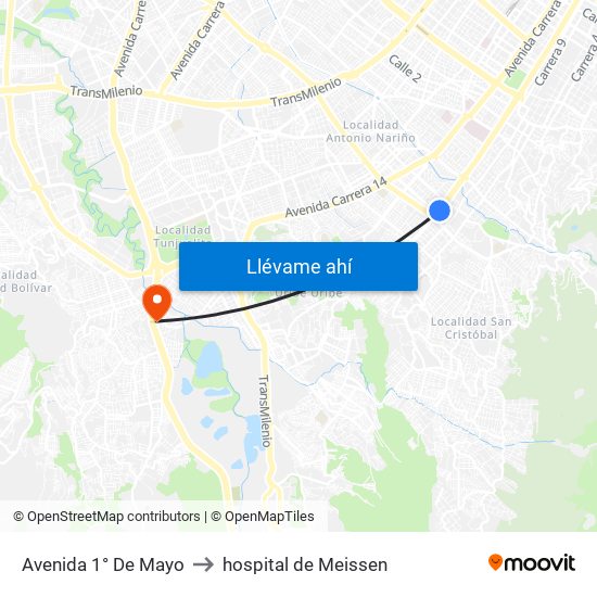 Avenida 1° De Mayo to hospital de Meissen map