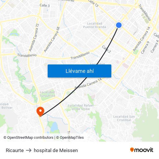 Ricaurte to hospital de Meissen map