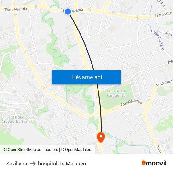 Sevillana to hospital de Meissen map