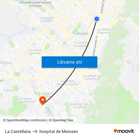 La Castellana to hospital de Meissen map