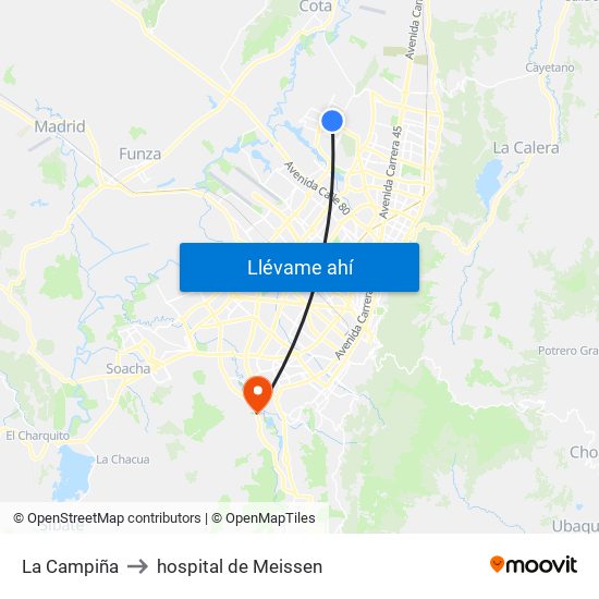 La Campiña to hospital de Meissen map