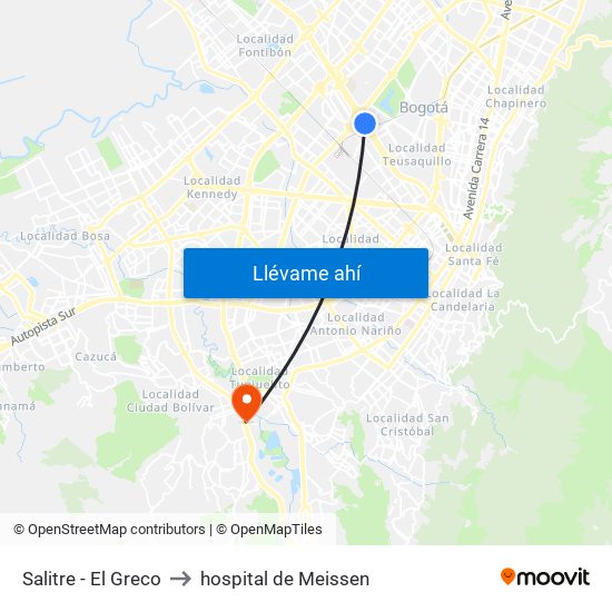 Salitre - El Greco to hospital de Meissen map