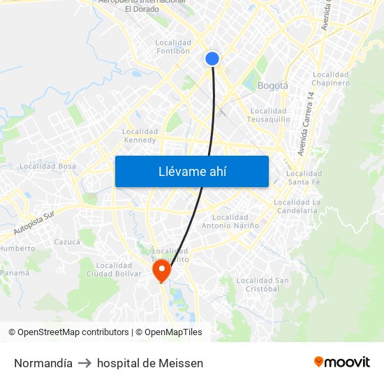 Normandía to hospital de Meissen map