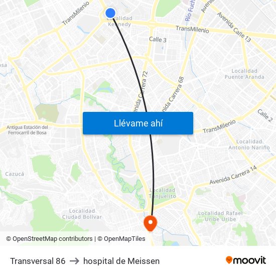 Transversal 86 to hospital de Meissen map