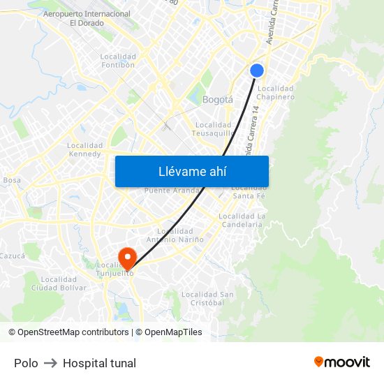 Polo to Hospital tunal map