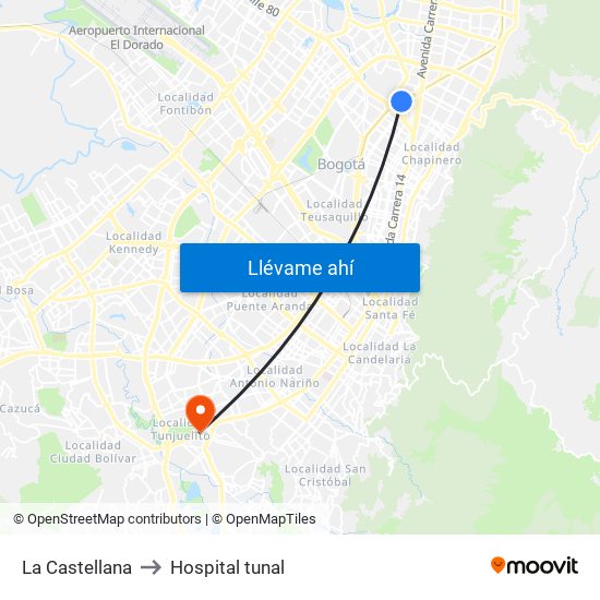 La Castellana to Hospital tunal map