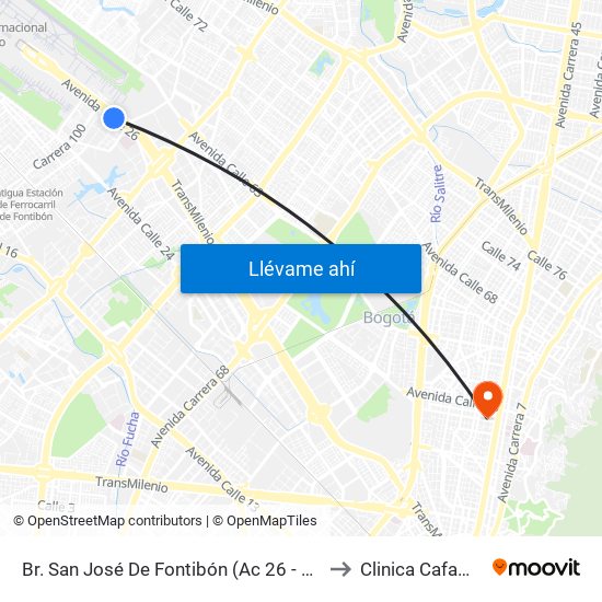 Br. San José De Fontibón (Ac 26 - Kr 96a) to Clinica Cafam 51 map