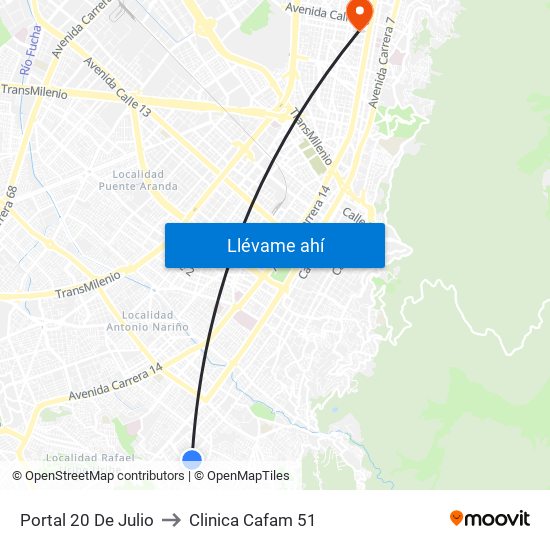 Portal 20 De Julio to Clinica Cafam 51 map