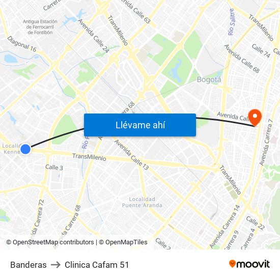 Banderas to Clinica Cafam 51 map