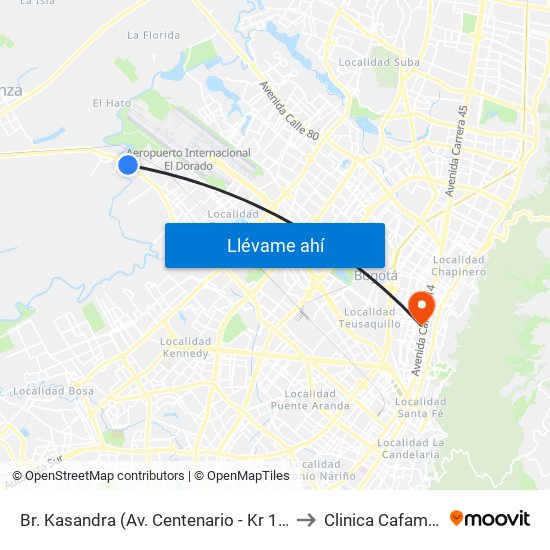Br. Kasandra (Av. Centenario - Kr 134a) to Clinica Cafam 51 map