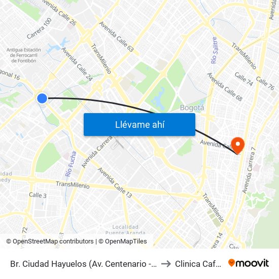 Br. Ciudad Hayuelos (Av. Centenario - Av. C. De Cali) to Clinica Cafam 51 map