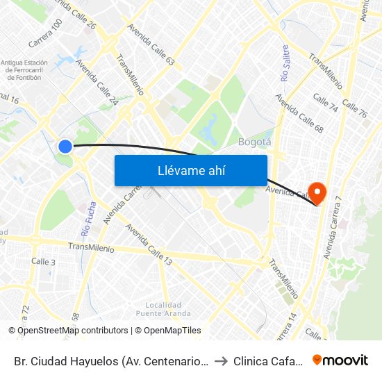 Br. Ciudad Hayuelos (Av. Centenario - Kr 78g) to Clinica Cafam 51 map