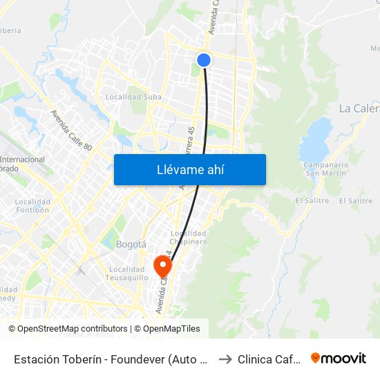 Estación Toberín - Foundever (Auto Norte - Cl 166) to Clinica Cafam 51 map