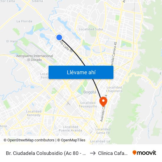 Br. Ciudadela Colsubsidio (Ac 80 - Kr 112a) to Clinica Cafam 51 map