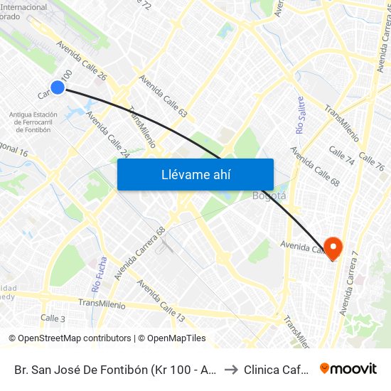 Br. San José De Fontibón (Kr 100 - Av. Esperanza) to Clinica Cafam 51 map