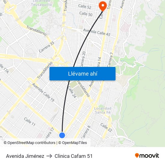 Avenida Jiménez to Clinica Cafam 51 map