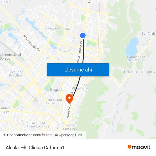 Alcalá to Clinica Cafam 51 map