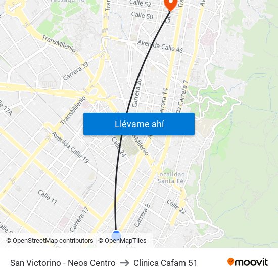 San Victorino - Neos Centro to Clinica Cafam 51 map