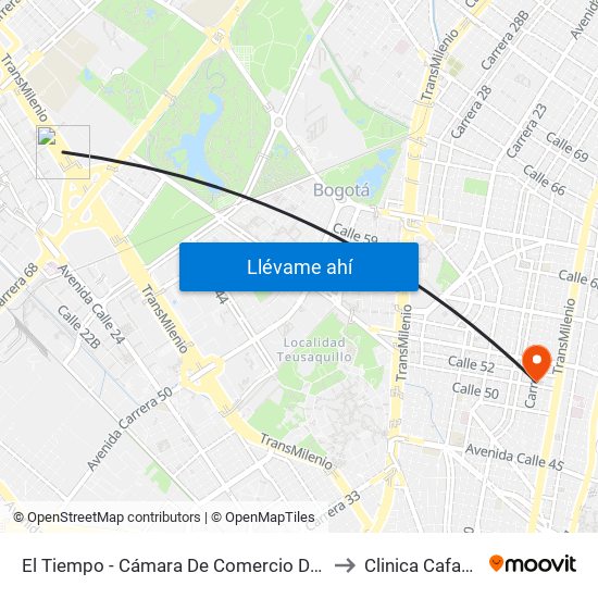 El Tiempo - Cámara De Comercio De Bogotá to Clinica Cafam 51 map