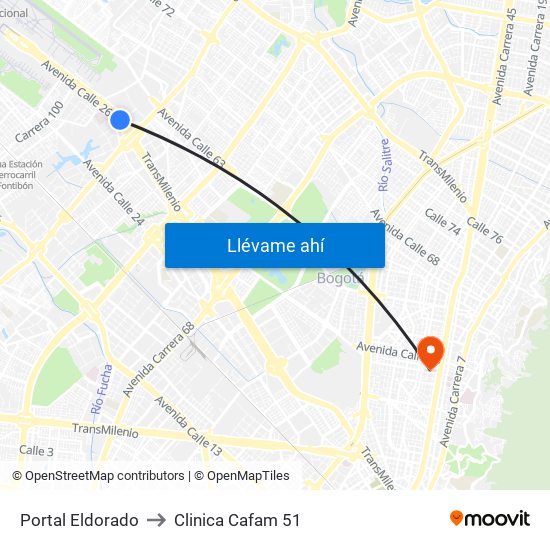 Portal Eldorado to Clinica Cafam 51 map