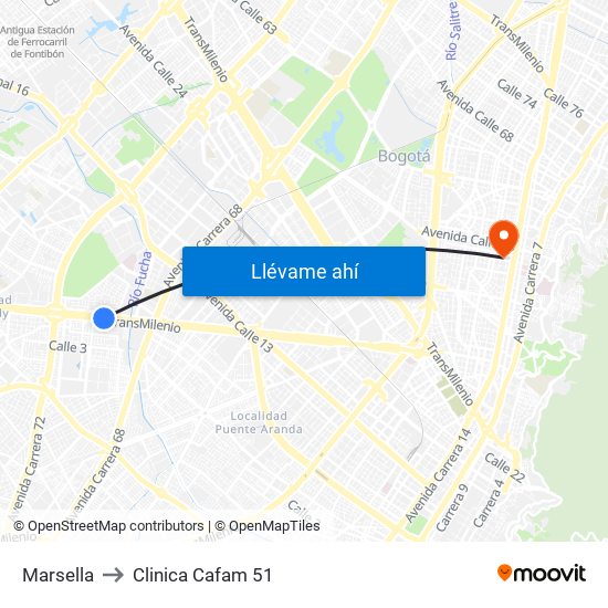 Marsella to Clinica Cafam 51 map