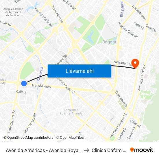 Avenida Américas - Avenida Boyacá to Clinica Cafam 51 map