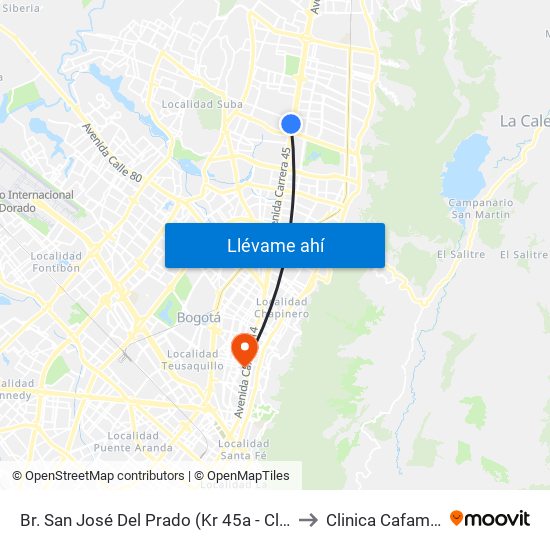 Br. San José Del Prado (Kr 45a - Cl 137) to Clinica Cafam 51 map