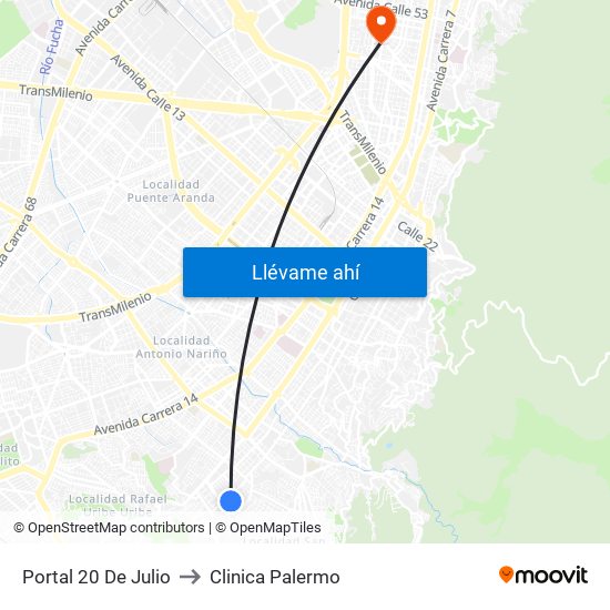 Portal 20 De Julio to Clinica Palermo map