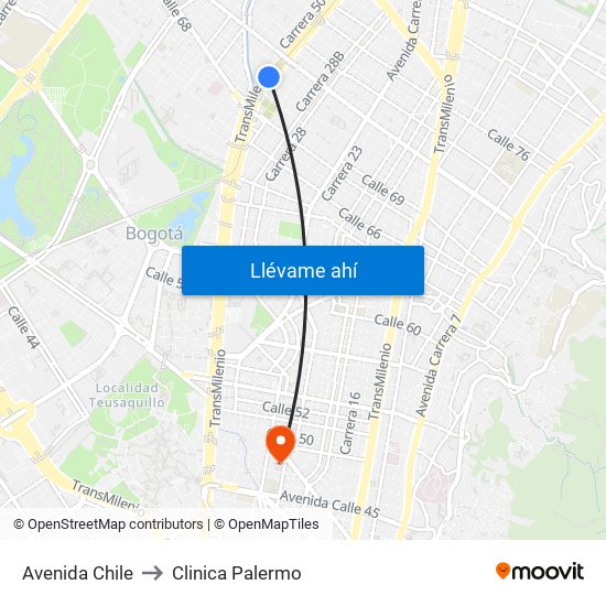 Avenida Chile to Clinica Palermo map