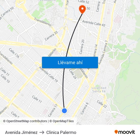 Avenida Jiménez to Clinica Palermo map