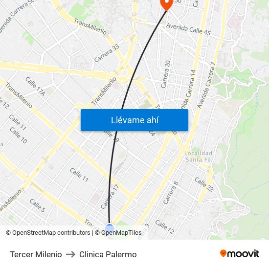 Tercer Milenio to Clinica Palermo map