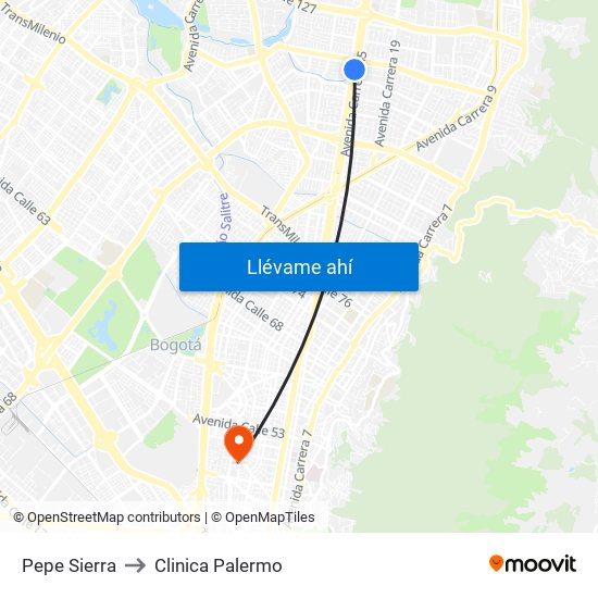 Pepe Sierra to Clinica Palermo map