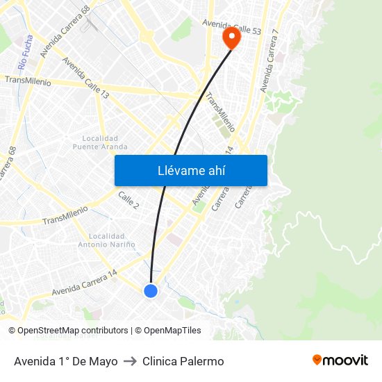 Avenida 1° De Mayo to Clinica Palermo map