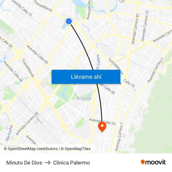 Minuto De Dios to Clinica Palermo map