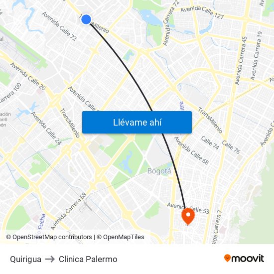Quirigua to Clinica Palermo map