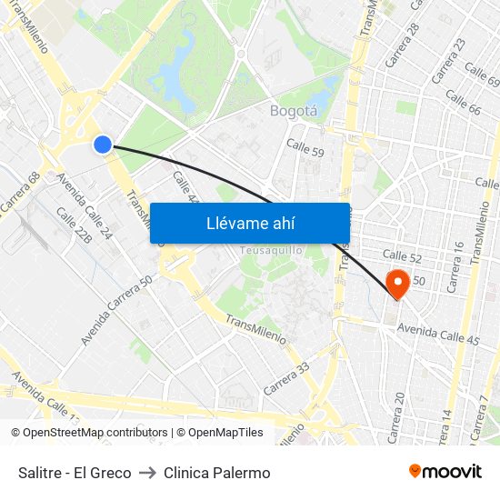 Salitre - El Greco to Clinica Palermo map