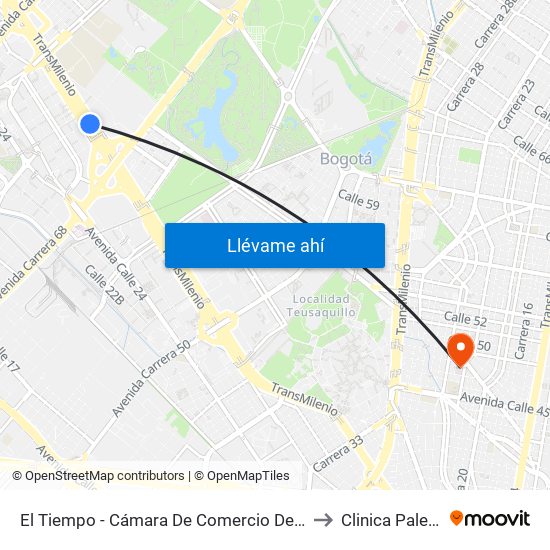 El Tiempo - Cámara De Comercio De Bogotá to Clinica Palermo map