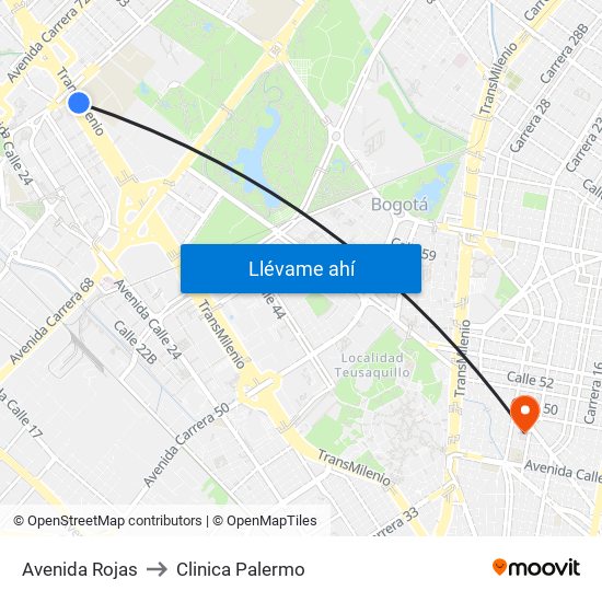 Avenida Rojas to Clinica Palermo map