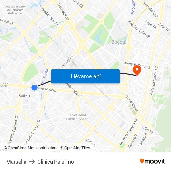 Marsella to Clinica Palermo map