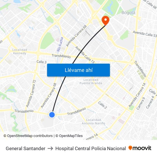 General Santander to Hospital Central Policia Nacional map