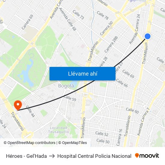 Héroes - Gel'Hada to Hospital Central Policia Nacional map