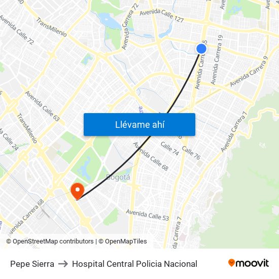 Pepe Sierra to Hospital Central Policia Nacional map