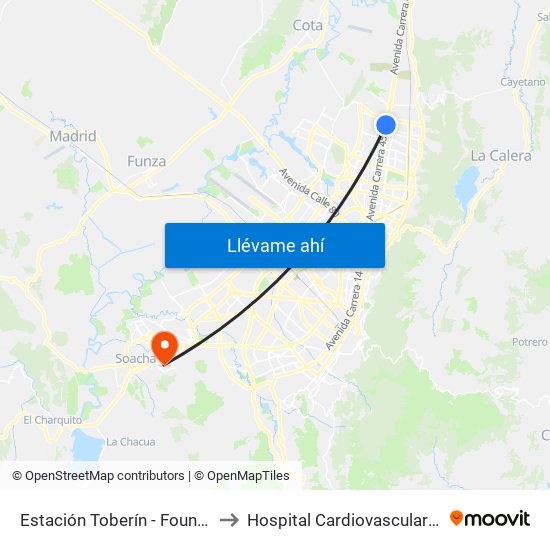 Estación Toberín - Foundever (Auto Norte - Cl 166) to Hospital Cardiovascular Del Niño De Cundinamarca map