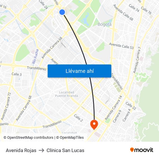 Avenida Rojas to Clínica San Lucas map