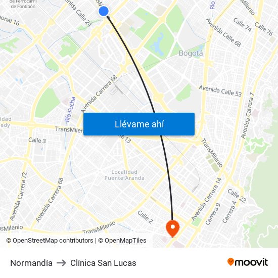 Normandía to Clínica San Lucas map