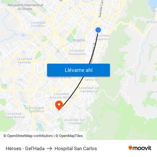 Héroes - Gel'Hada to Hospital San Carlos map